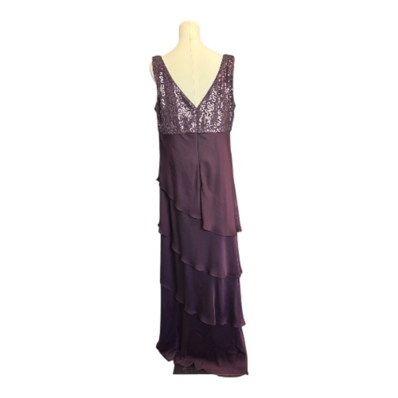 💜✨ EUC IGNITE EVENINGS Purple Beaded Tiered Chiffon Gown | Sz 16W - Picture 4 of 10